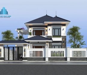 Mẫu nhà 2 tầng mái ngói đẹp năm 2024