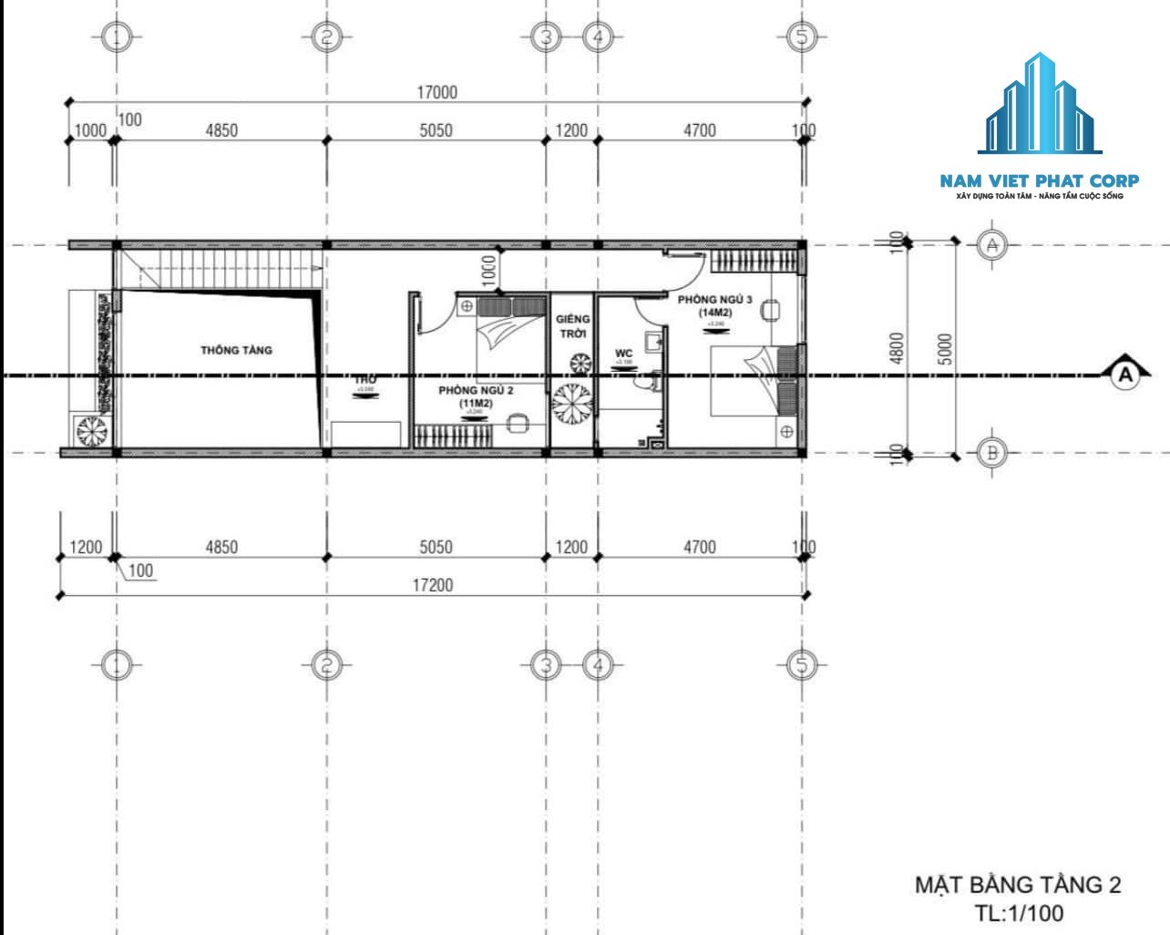 Mẫu Nhà Gác Lửng 5x17  