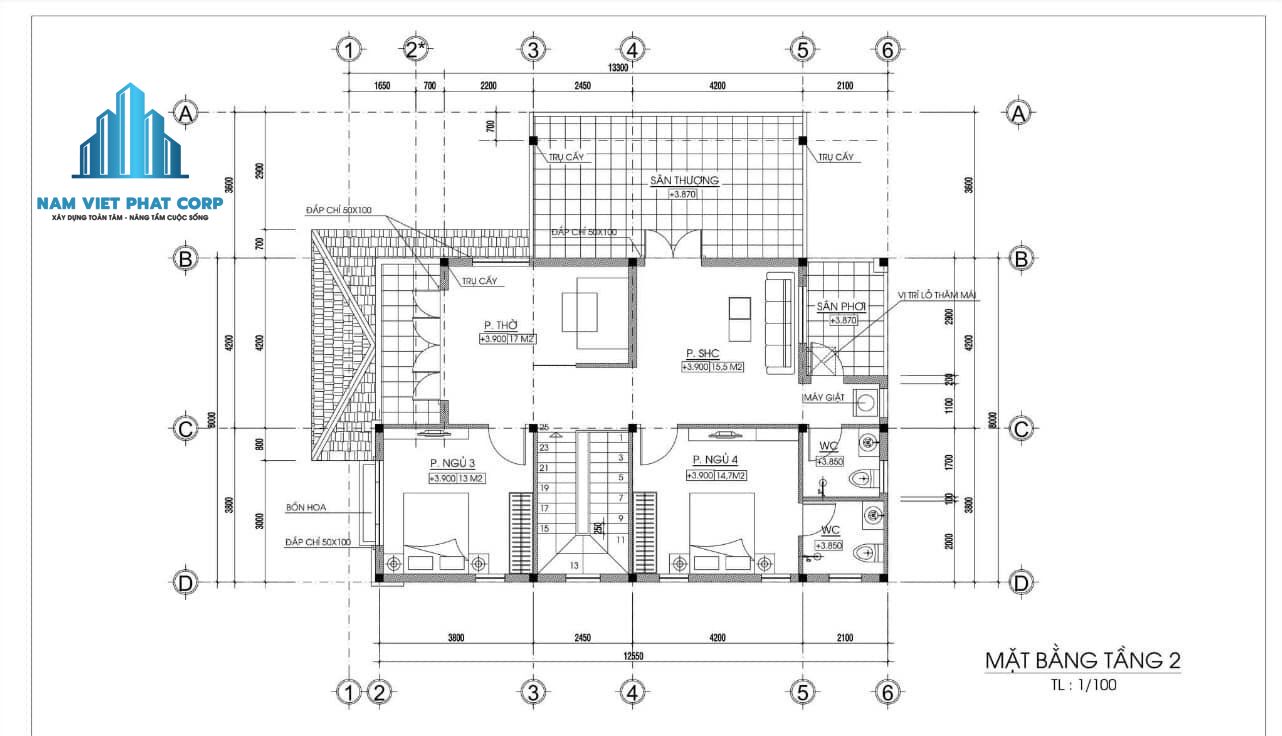 Mẫu nhà 2 tầng mái thái