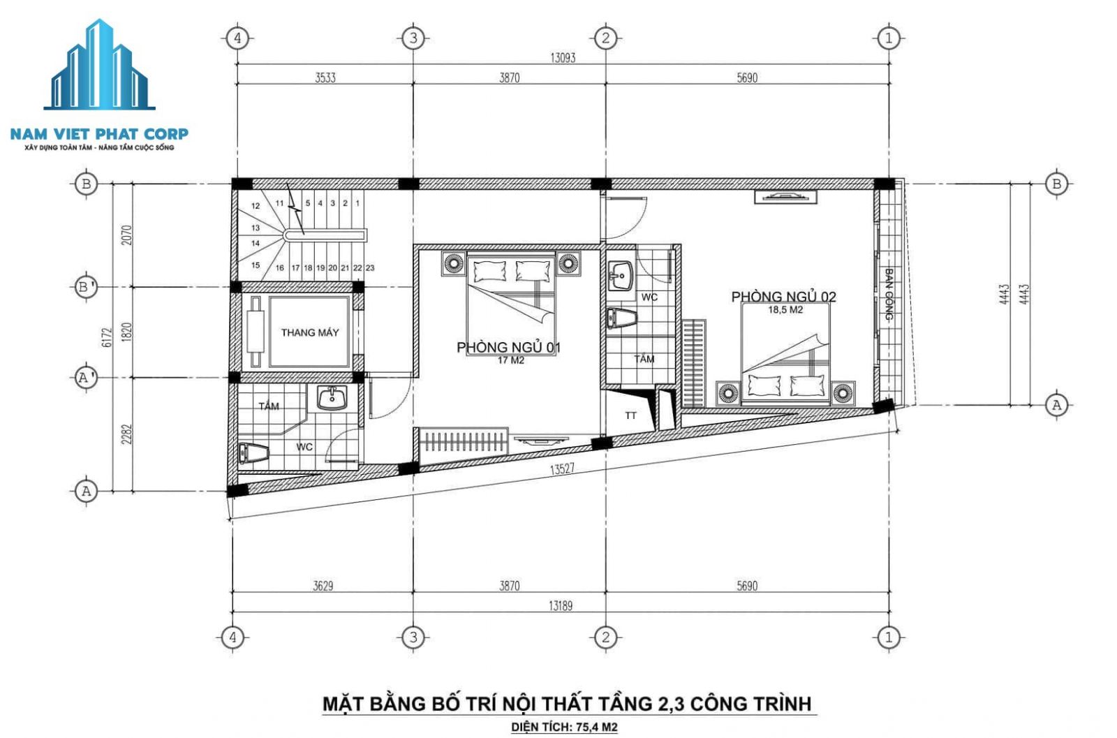 nhà phố 4 tầng