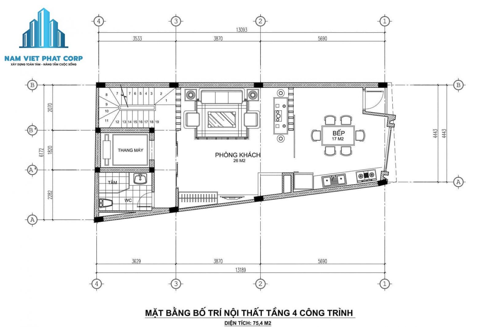 nhà phố 4 tầng